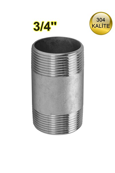 abcpaslanmaz Paslanmaz Nipel Çift Tarafı Dişli Boru Parçası 3/4'' 304 Kalite