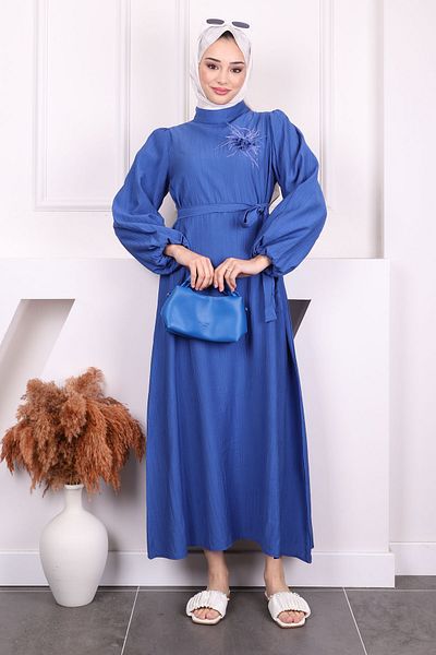 İmajButik Φόρεμα Indigo με μπαλόνι με ζώνη