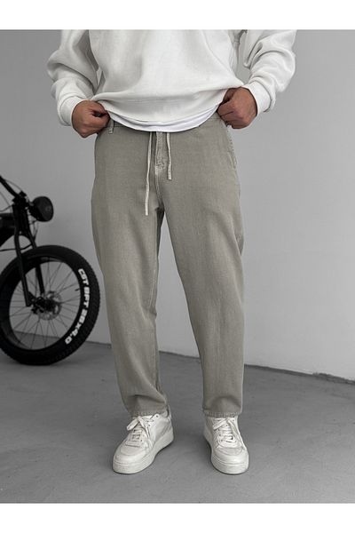 BYBASICMAN Light Khaki Textured Basic Cotton Trousers Res-1077