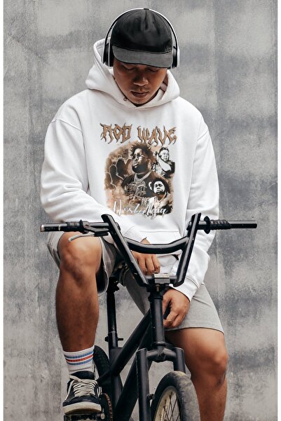 Fuddy Moda Unisex Oversize kroj Rod Wave Štampano Sa kapuljačom Dukserica sa ...