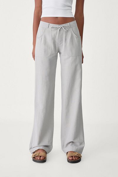 Stradivarius Linen blend trousers with pocket