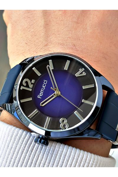 Ferrucci 3 Atm Waterproof Special Design Navy Blue Silicone Cord Men's Wristwatch