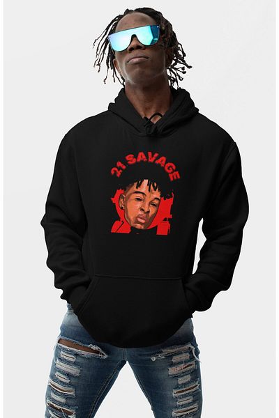 Fuddy Moda Oversize 21 Savage Gate Socks-Headphones, Unisex Rapper Themed Hoodie