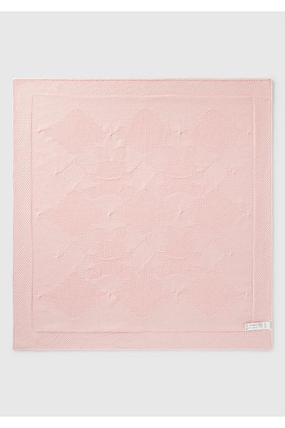United Colors of Benetton Baby Dust Pink Diamond Patterned and Rabbit Knitted Detailed Blanket