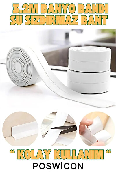 poswicon Lavabo Küvet Nem Küf Önleyici Ithal Su Sızdırmaz Su Geçirmez Bant
