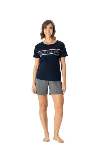 U.S. Polo Assn. US Polo Assn16985 Set de tricou cu mânecă scurtă, albastru marin pentru femei