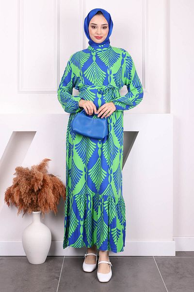 İmajButik Φούστα με πράσινο σχέδιο Layered Viscon φόρεμα