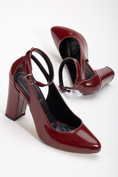 Hayalimdeki Ayakkabı Lillian Heeled Burgundy Patent Leather Heeled Women's Shoes
