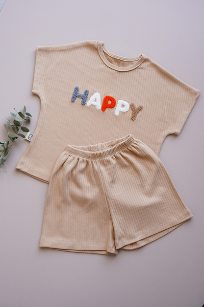 MELLS BABY طقم شورت أطفال مطرز من القطن الممشط من Happy