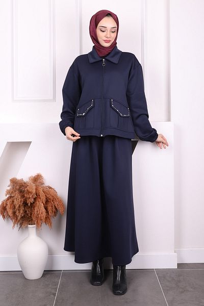 İmajButik Σκουπάκι με μπλε μπλέ μπουφάν με φούστα