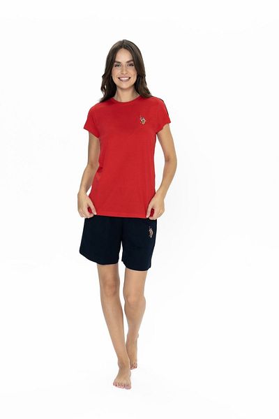 U.S. Polo Assn. U.S. Polo Assn. 20000 Women's Red Short Sleeve Round Neck Shorts Suit