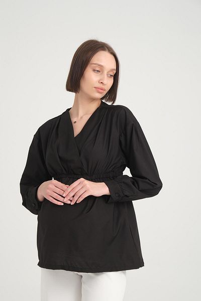 Işşıl IŞIL B109 - Maternity Cotton Blouse-Shirt, Double Breasted Collar and Breastfeeding Detail