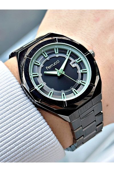 Ferrucci 3 Atm Waterproof Special Design Men's Wristwatch - Steel Cord with Calendar