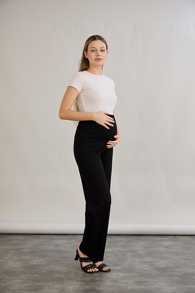 Işşıl Işşil 5060-Steel Knitted Flexible Wide Leg Maternity Combed Cotton Trousers