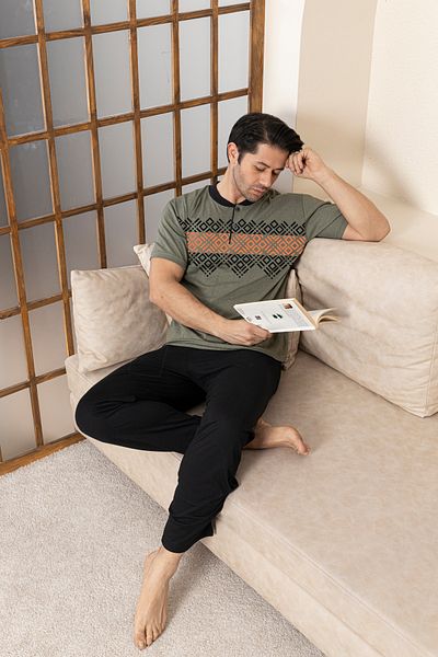 Ayans Pijama Σετ Πυτζάμες Ανδρικό Μονό Βαμβακερό (Καλοκαίρι).