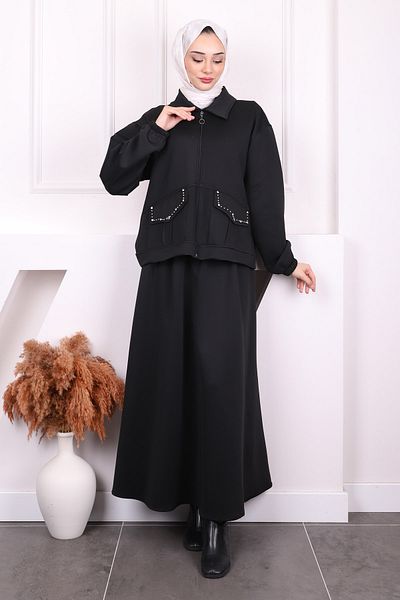 İmajButik Μαύρο μπουφάν με φούστα Scuba Suit