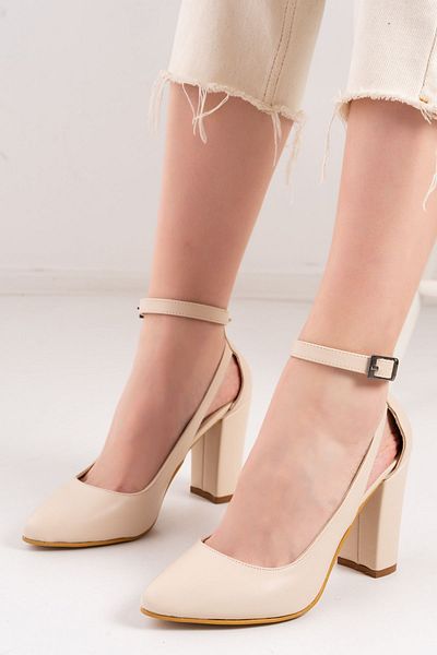Hayalimdeki Ayakkabı Lillian Heel Cream Skin Heeled Women's Shoes