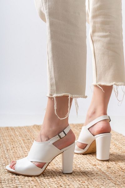 Hayalimdeki Ayakkabı Seila White Skin High Heels Women's Shoes