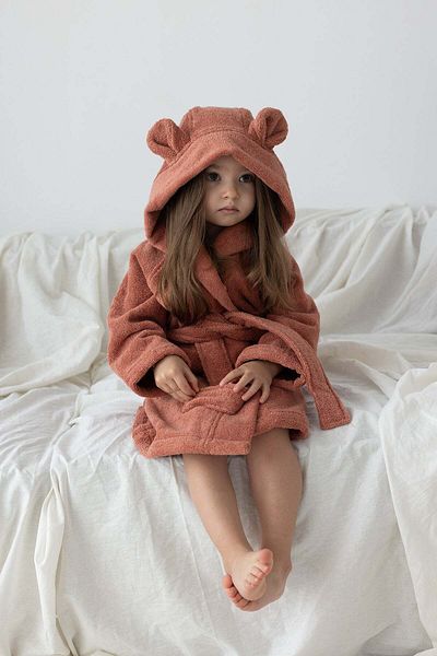 İrya Organic Cotton Children's Bathrobe - Brick Color