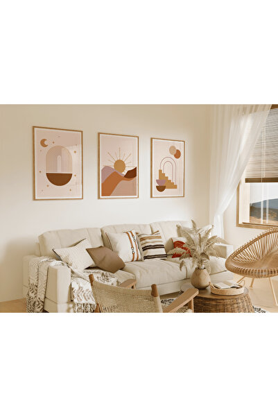 ARTCASTLE Set de 3 tablouri cu ramă din lemn, auriu
