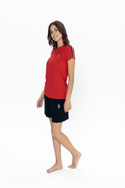 U.S. Polo Assn. U.S. Polo Assn. 20000 Women's Red Short Sleeve Round Neck Shorts Suit