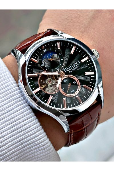 Ferrucci men's Wristwatch - Special Design, Fully Automatic, Waterproof Leather Band