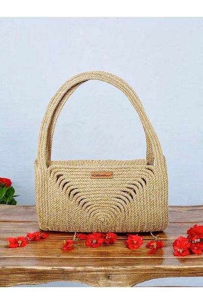 CollessiaHome Βιολογική Χειροποίητη Τσάντα Χειροποίητης Σχοινί Γιούτας Clutch Τσάντα Ψάθινη
