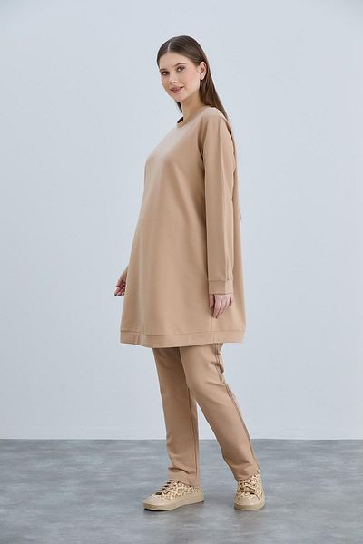 Işşıl IŞIL 4538-Lycra Σετ φόρμας εγκυμοσύνης με χτενισμένη βαμβακερή ρίγα δύο κλωστών