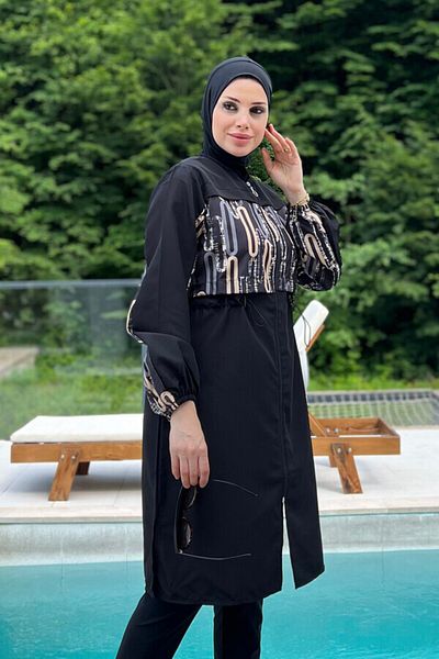 REMSA Single Top Parachute Full Covered Hijab Μαγιό 2451 Χρυσό