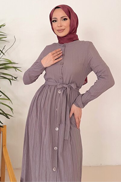 Bestenur Esnel Belted Dress 1366 Stone Model