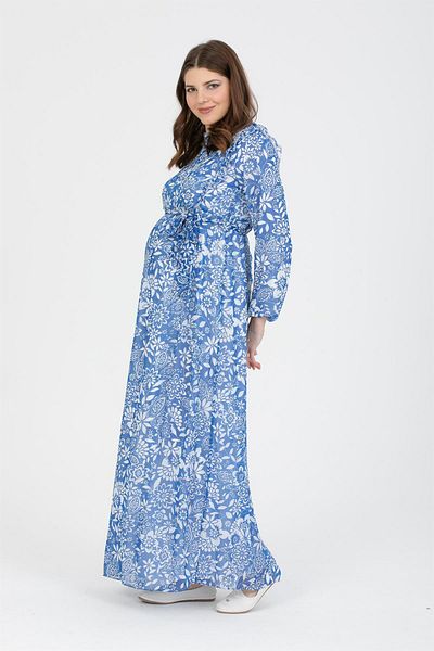 Işşıl O7241-rochie de maternitate din sifon cu model floral