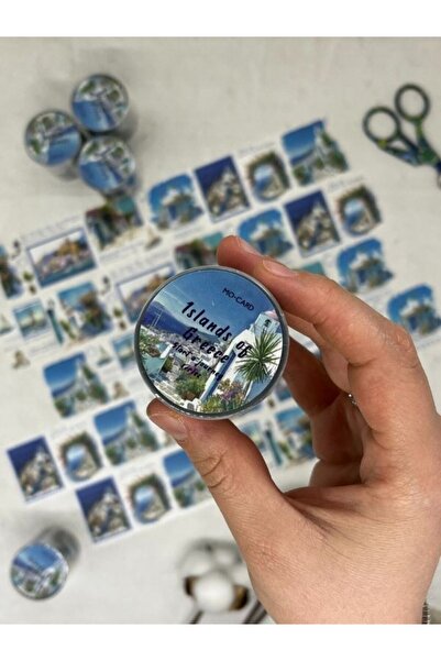 Kağıt Gemi Dükkan Bandă Washi albastră de 2 m cu tematică Insulele Greciei/Ba...