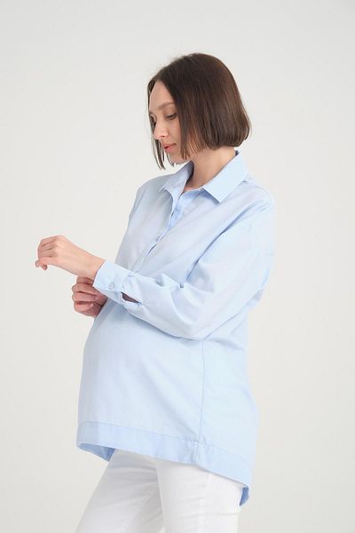Işşıl IŞIL B113 - Maternity Tunic, Cotton Shirt with Half Placket and Nursing Detail