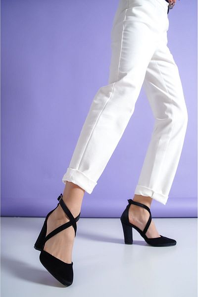 Hayalimdeki Ayakkabı Pantofi de damă cu toc Evan Black Velvet