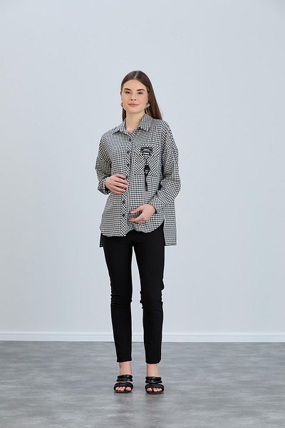 Işşıl IŞIL 11206-Comfortable Fit Sports Pocket Plaid Maternity Shirt