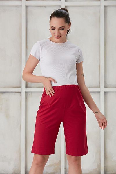 Işşıl 4440-Cotton Lycra Maternity Combed Cotton Shorts with Abdominal Band