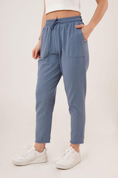 Hipo Trend Indigo Trousers with Binding Detail and Pockets
