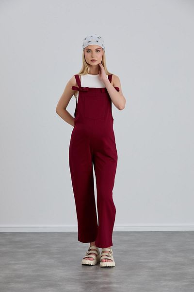 Işşıl IŞIL 4493 - Tie-Up Knee-Free Combed Cotton Jumpsuit for Pregnant and Gardener