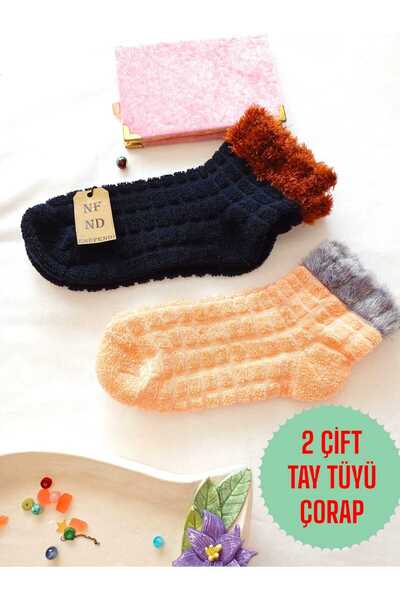 ENEFENDİ زوجان من الجوارب المصنوعة من الريش التايلاندي المقلوب، جوارب منقوشة معطرة هدية عيد الميلاد، جوارب برتقالية داكنة 36-40