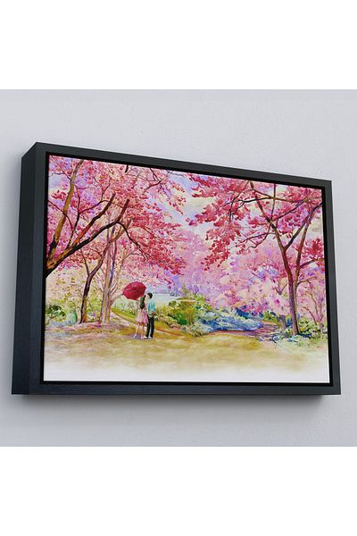 Harita Sepeti Pictură pe pânză Valentine Under Sakura Tree cu cadru auriu