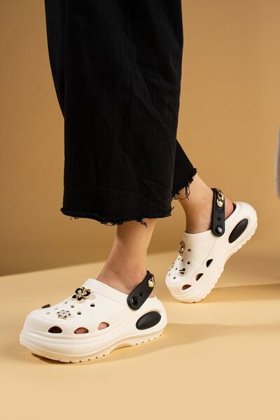 Pembe Potin Beige and Black Women's Sandals