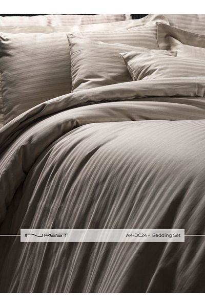 INREST Paris Duvet Cover Set Dark Beige Color (Without Filling) Cotton 100% Single Size 160x230 cm - 4 Pcs