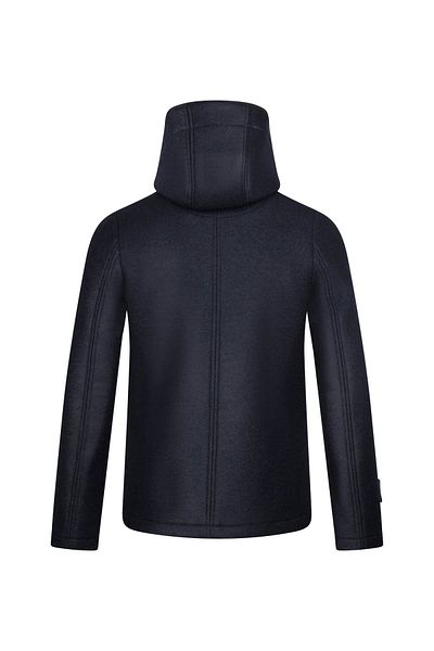 Hatemoğlu Μπλε Navy Regular Fit Judge Collar με κουκούλα μάλλινο κασμίρ παλτό