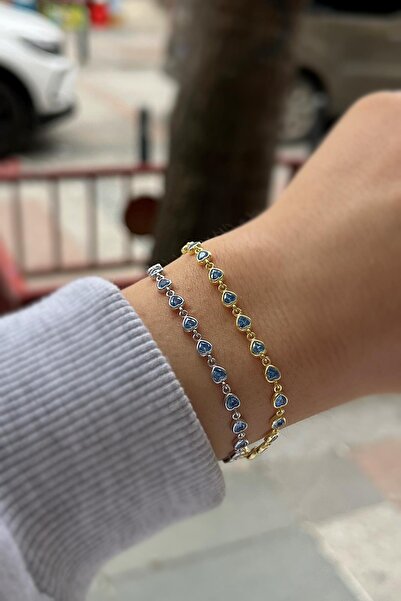 Erer Gümüş Gümüş mavi taşlı kalpli bileklik cm41e21s