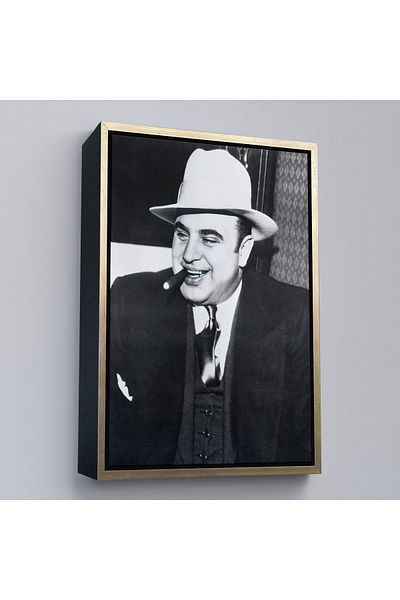 Harita Sepeti Αφίσα φωτογραφίας Celebrity Sabika με καφέ πλαίσιο, Famous Mafia Boss, ζωγραφική σε καμβά του Al Capone