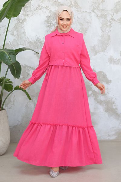 Neva Style Fuchsia Hijab Dress 30023F