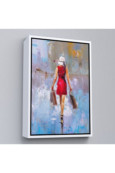 Harita Sepeti Femeie care se dărefă în cadru alb Pictură în ulei Aspect Decorativ Pictură murală pe pânză