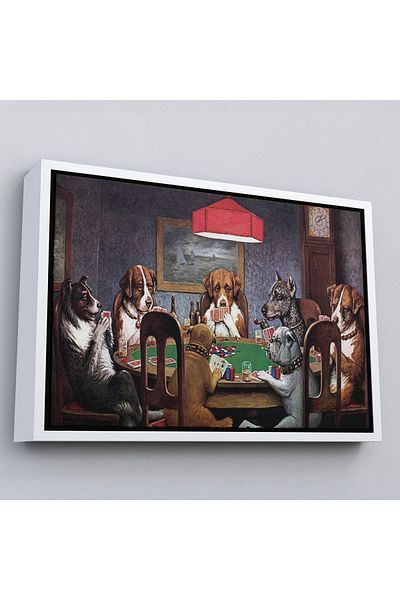 Harita Sepeti Cassius Marcellus Coolidge în cadru alb - Câinii care joacă poker Pictură pe pânză