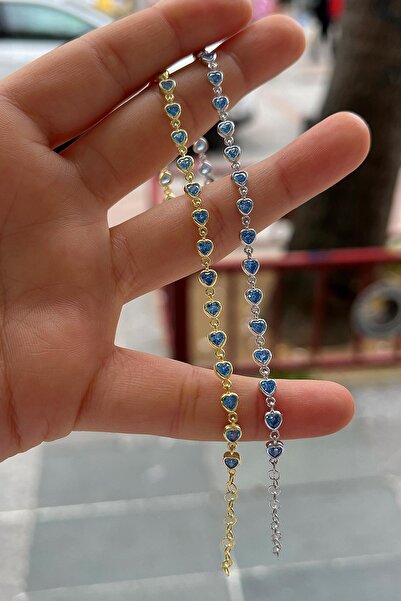 Erer Gümüş Gümüş mavi taşlı kalpli bileklik cm41e21s