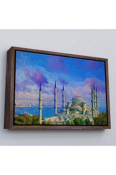Harita Sepeti Λευκό πλαίσιο Sultan Ahmet Mosque Ελαιογραφία Προβολή Διακοσμητικός πίνακας σε καμβά